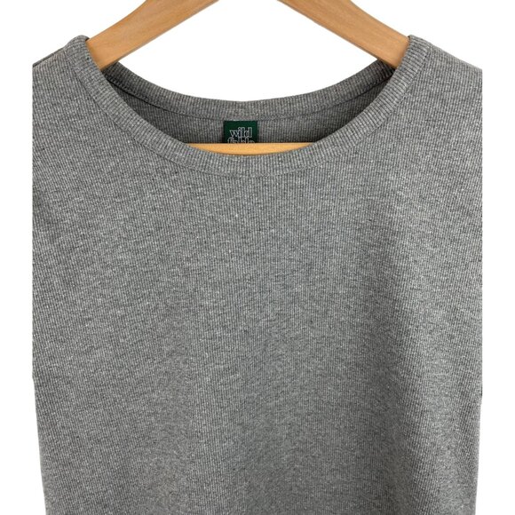 WIld Fable Womens XL Crop Top Gray Ribbed Form Fitting Short Sleeve Shirt - Picture 3 of 8
